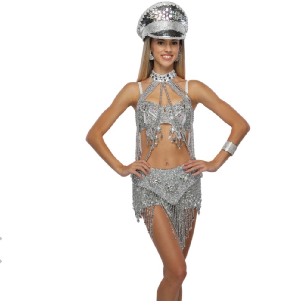 Silver Underarm Burlesque Plastic Beaded Choker